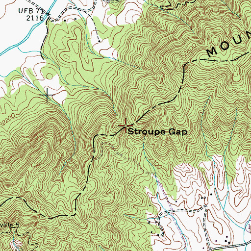 Topographic Map of Stroupe Gap, NC