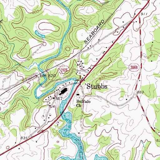Topographic Map of Stubbs, NC
