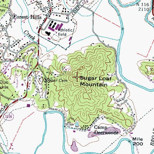 Topographic Map of Sugar Loaf Mountain, NC