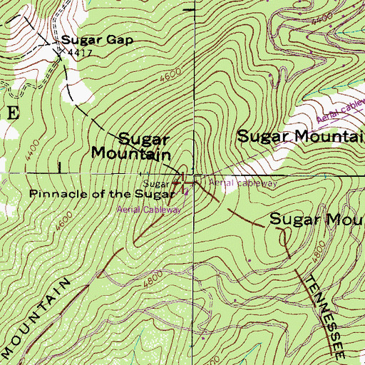 Topographic Map of Sugar Mountain, NC