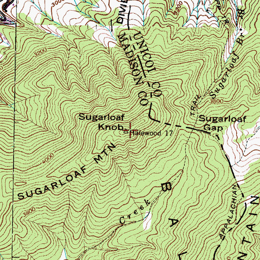 Topographic Map of Sugarloaf Knob, NC