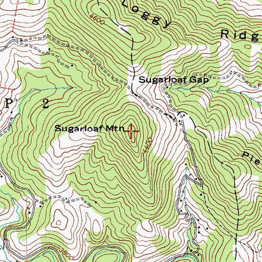 Topographic Map of Sugarloaf Mountain, NC
