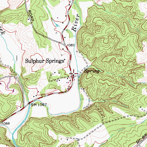 Topographic Map of Sulphur Springs, NC