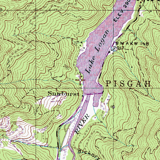 Topographic Map of Sunburst, NC