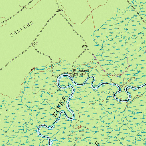 Topographic Map of Sundays Landing, NC