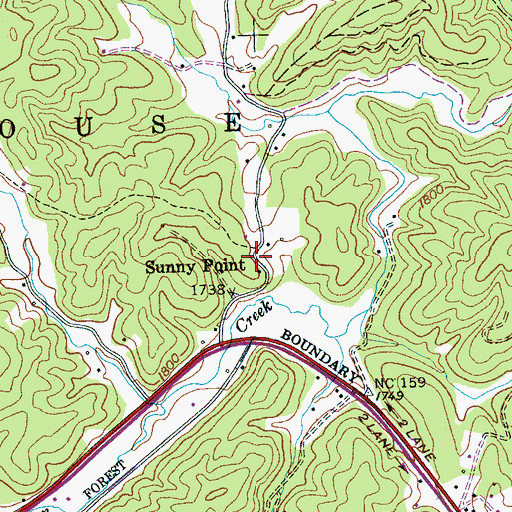 Topographic Map of Sunny Point, NC