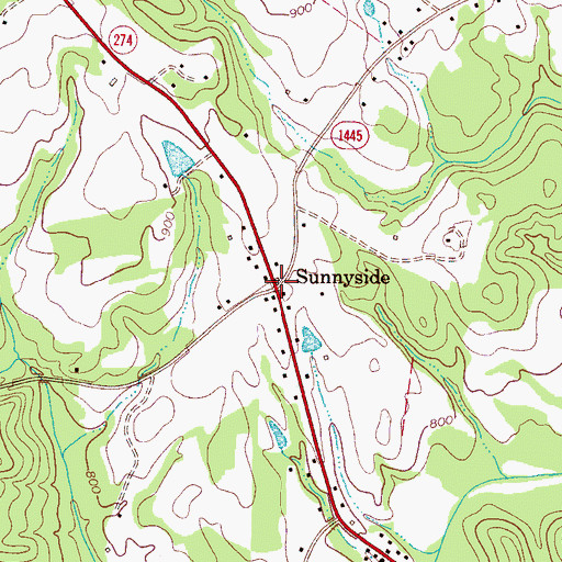 Topographic Map of Sunnyside, NC