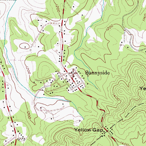 Topographic Map of Sunnyside, NC