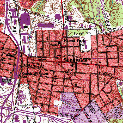 Topographic Map of Sunnyside, NC