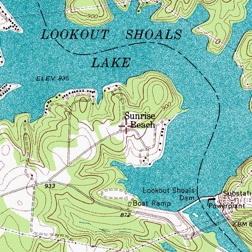 Topographic Map of Sunrise Beach, NC