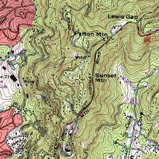 Topographic Map of Sunset Mountain, NC