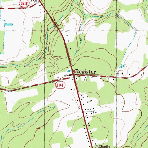 Topographic Map of Register, NC
