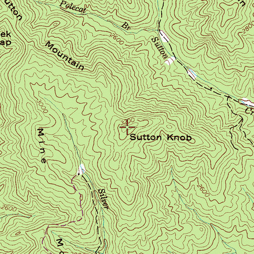 Topographic Map of Sutton Knob, NC
