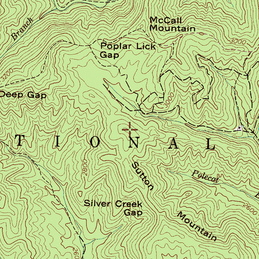 Topographic Map of Sutton Mountain, NC