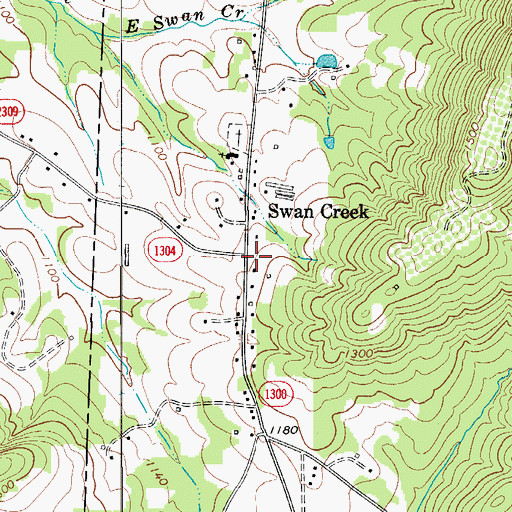 Topographic Map of Swan Creek, NC