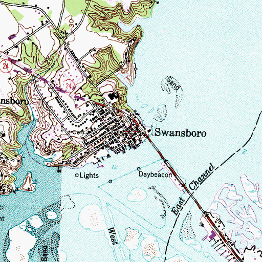 Topographic Map of Swansboro, NC