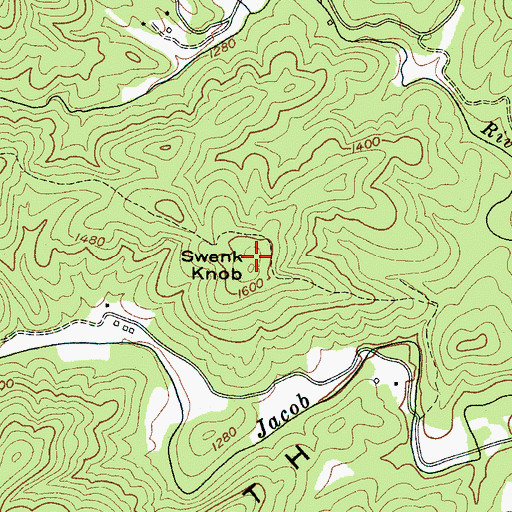 Topographic Map of Swenk Knob, NC