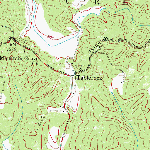 Topographic Map of Table Rock, NC