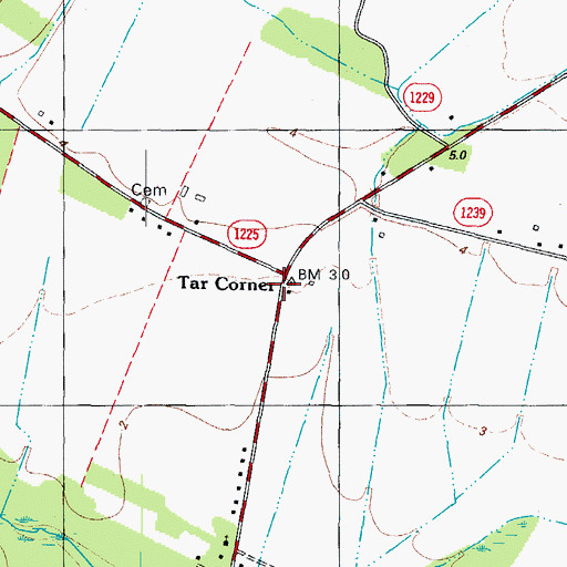 Topographic Map of Tar Corner, NC