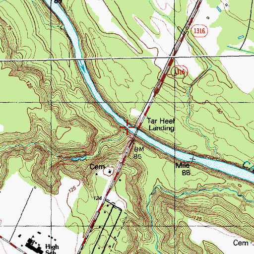 Topographic Map of Tar Heel Landing, NC