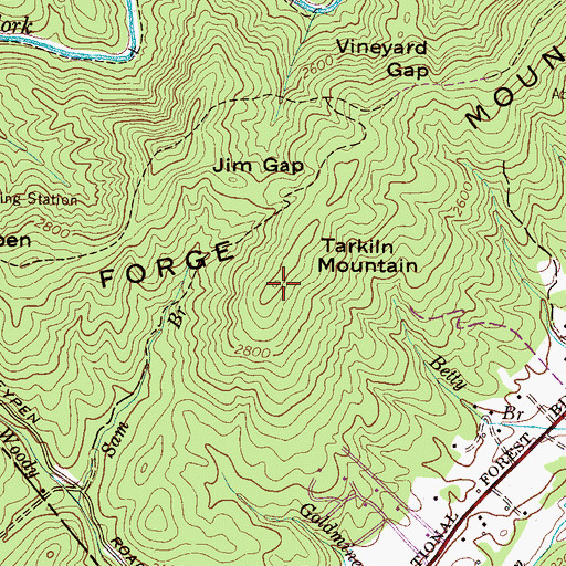 Topographic Map of Tarkiln Mountain, NC