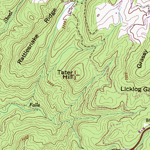 Topographic Map of Tater Hill, NC