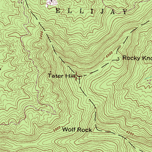Topographic Map of Tater Hill, NC