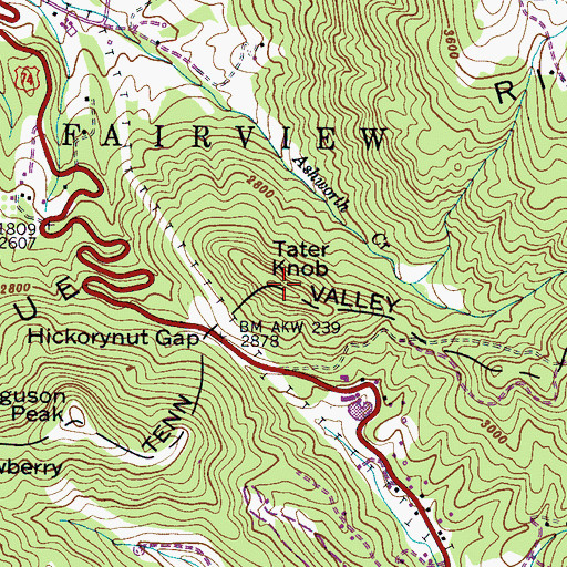 Topographic Map of Tater Knob, NC