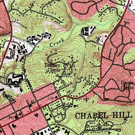 Topographic Map of Tenney Circle, NC