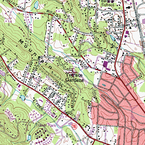 Topographic Map of Terrace Gardens, NC
