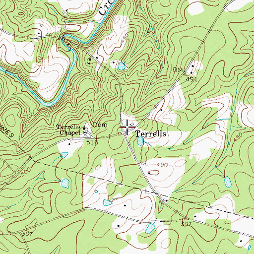 Topographic Map of Terrells, NC