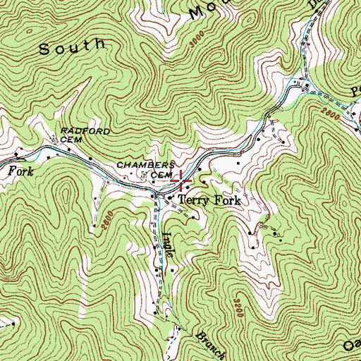 Topographic Map of Terry Fork, NC