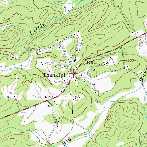 Topographic Map of Thankful, NC