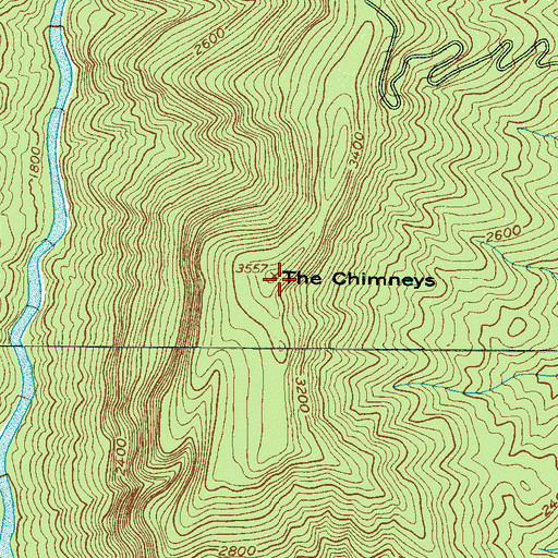 Topographic Map of The Chimneys, NC
