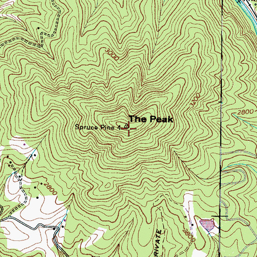 Topographic Map of The Peak, NC
