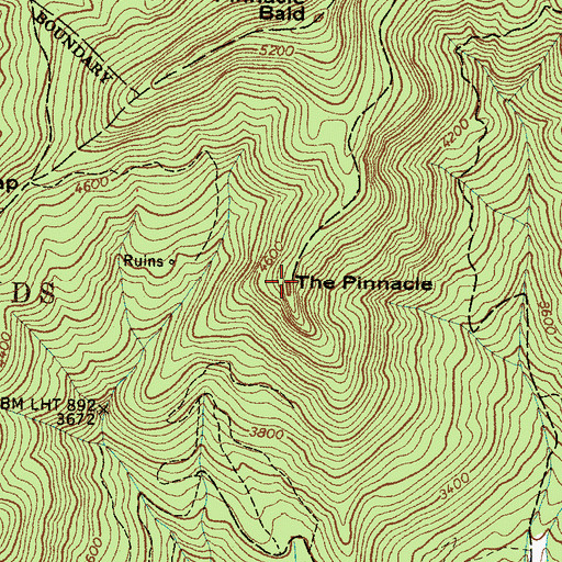 Topographic Map of The Pinnacle, NC