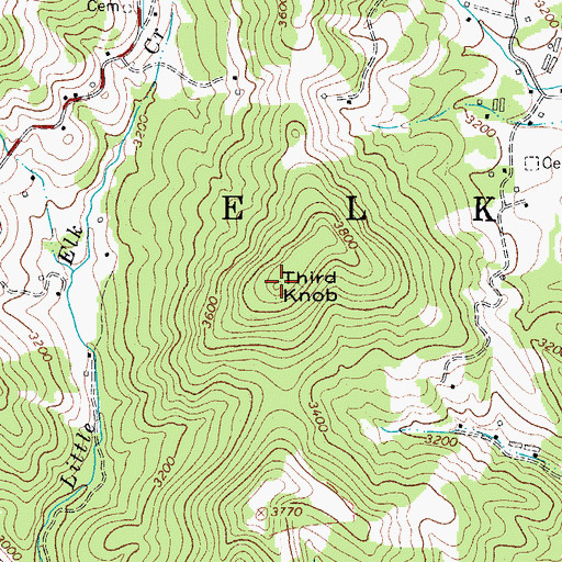 Topographic Map of Third Knob, NC