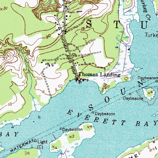 Topographic Map of Thomas Landing, NC