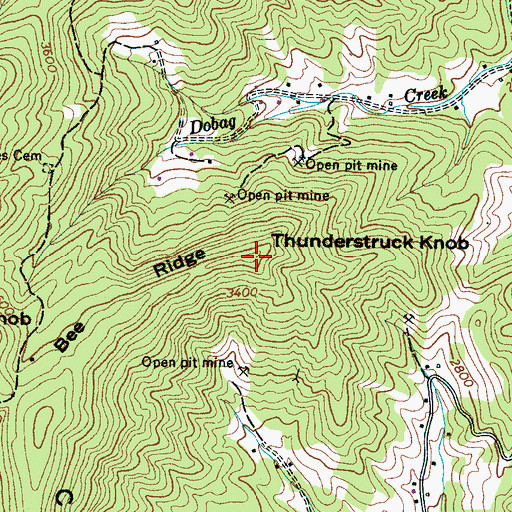 Topographic Map of Thunderstruck Knob, NC