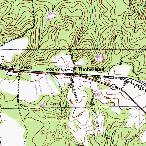 Topographic Map of Timberland, NC