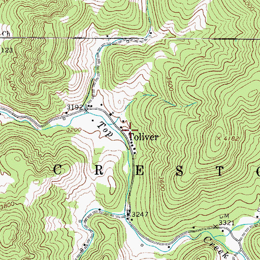 Topographic Map of Toliver, NC
