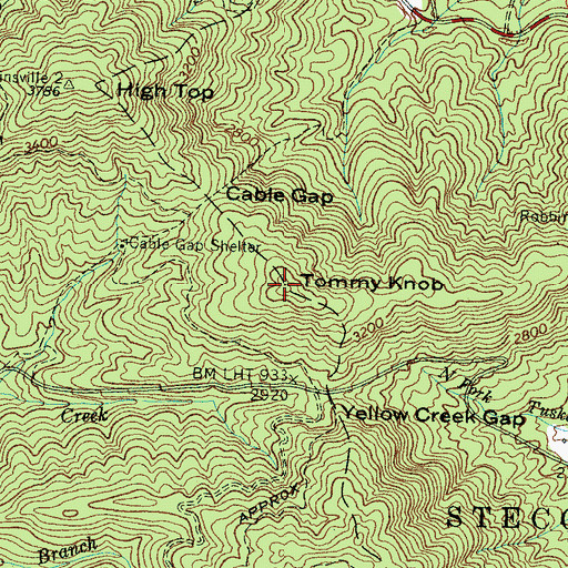 Topographic Map of Tommy Knob, NC