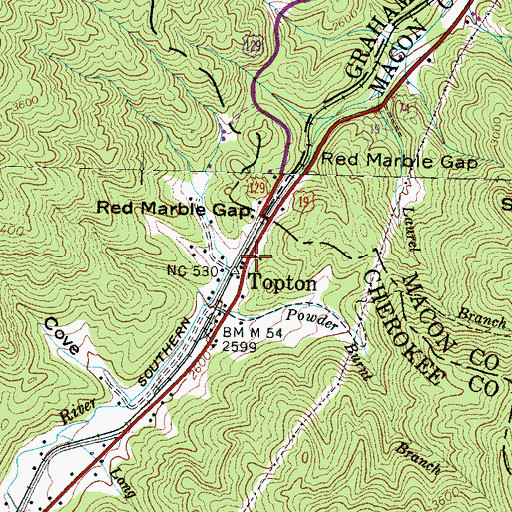 Topographic Map of Topton, NC