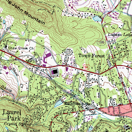 Topographic Map of Town Forest, NC