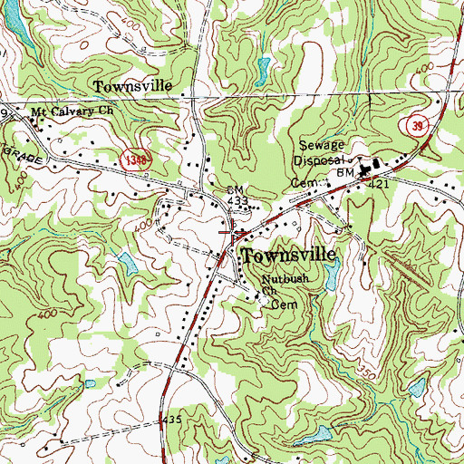 Topographic Map of Townsville, NC