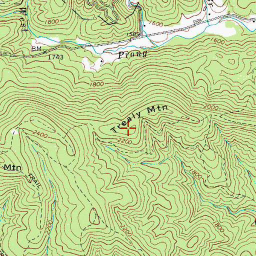 Topographic Map of Trealy Mountain, NC