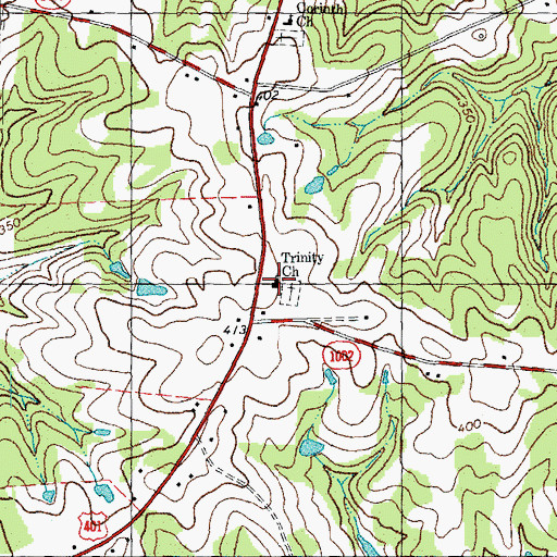 Topographic Map of Trinity Church, NC