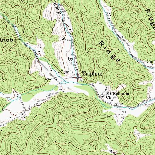 Topographic Map of Triplett, NC