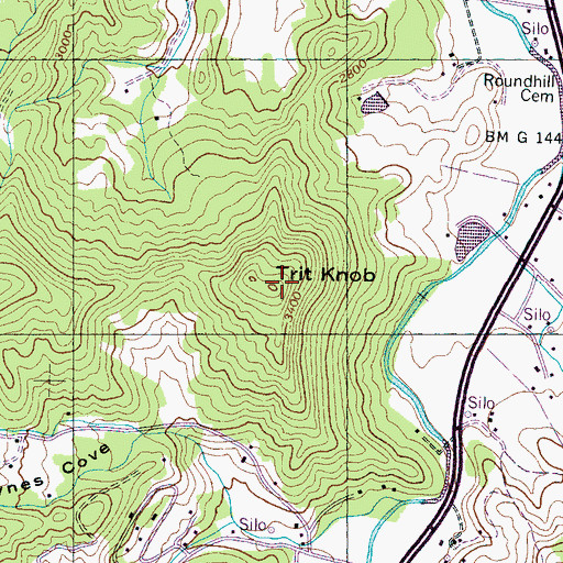 Topographic Map of Trit Knob, NC