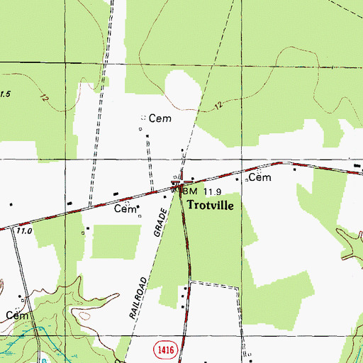 Topographic Map of Trotville, NC